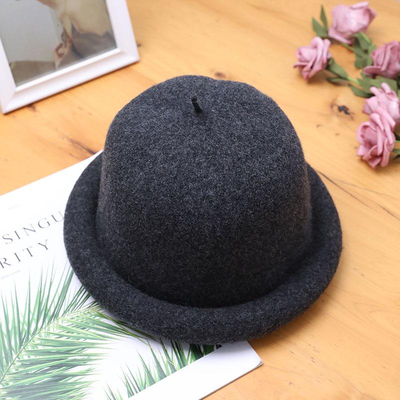 Autumn and Winter Wool Hat Women's Fashion Bucket Hat Big Eaves Dome Cute Top Hat Woolen Adult