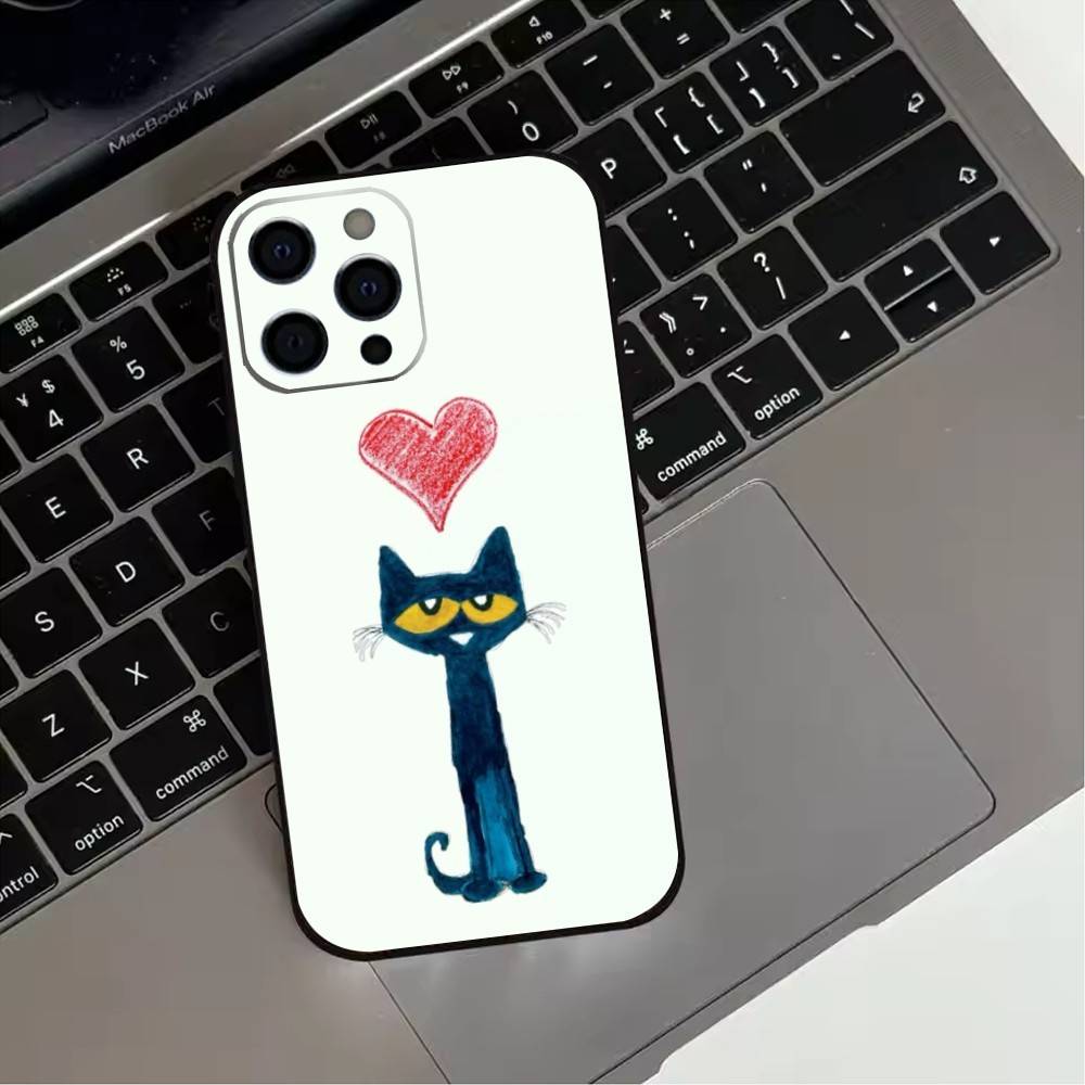 Чехол для телефона с милым рисунком P-Pete-S C-Cat для iPhone 17, 16, 15, 14, 13, 12, 11 Plus, Pro Max, Другие Мягкий Черный Чехол