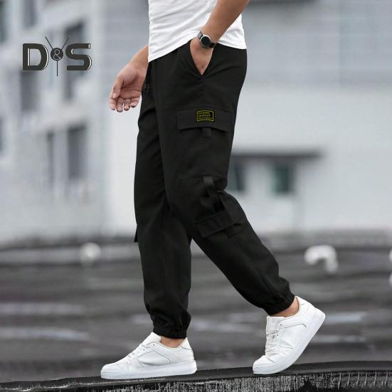 Мужские брюки-карго с несколькими карманами, в уличном стиле, с резинкой на щиколотке, в стиле ретро, с эластичной резинкой на талии для повседневной носки на открытом воздухе и на работе