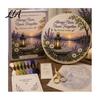 Desktop Ornament Craft Kit Christmas Embroidery for Beginners, Pre-Printed Pattern Full Set Handmade Holiday Decoration Projects of Tools, DIY