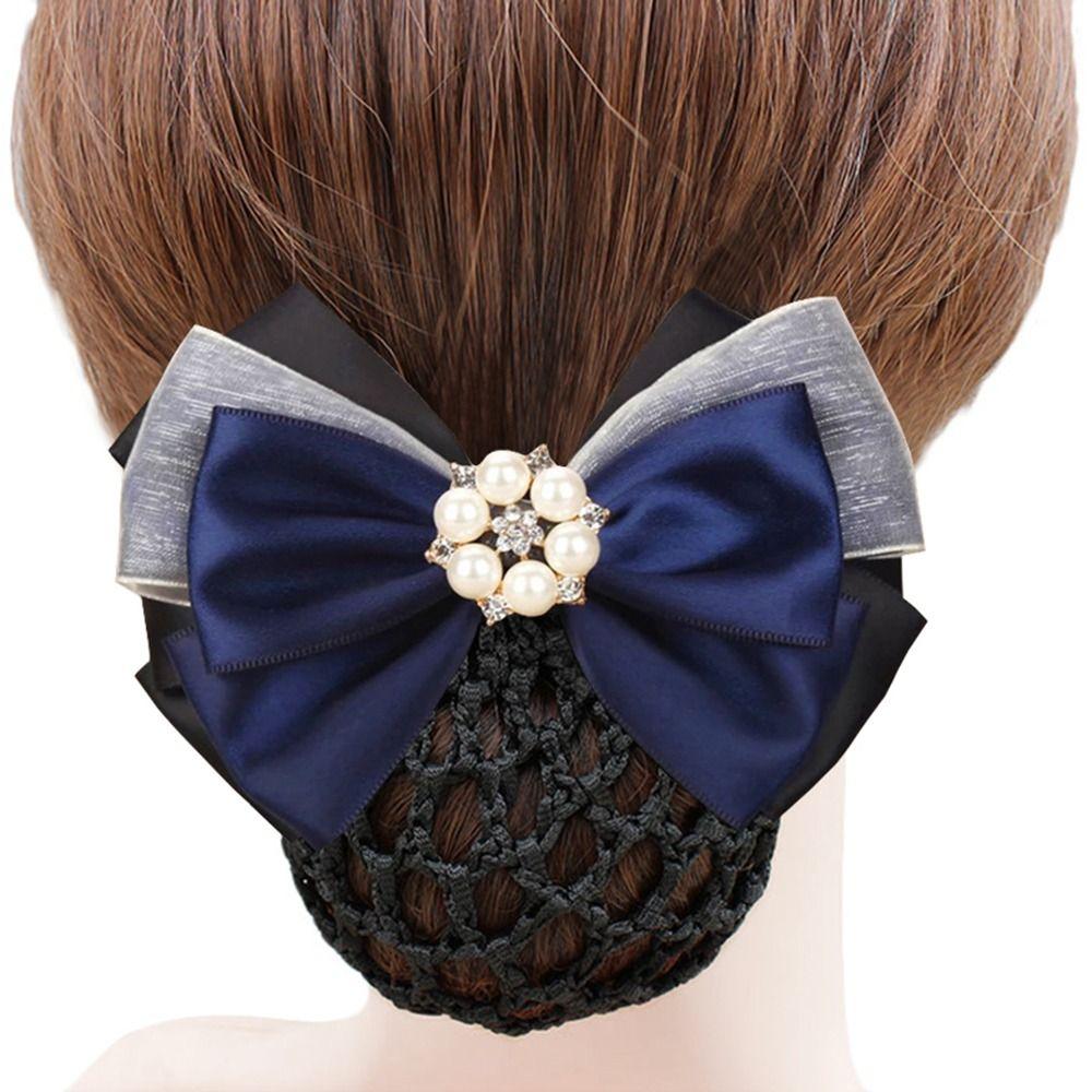 For Women Nurse For Girls Hairgrips Cover Net Bowknot Spring Clip Ponytail Clip Korean Bun Snood