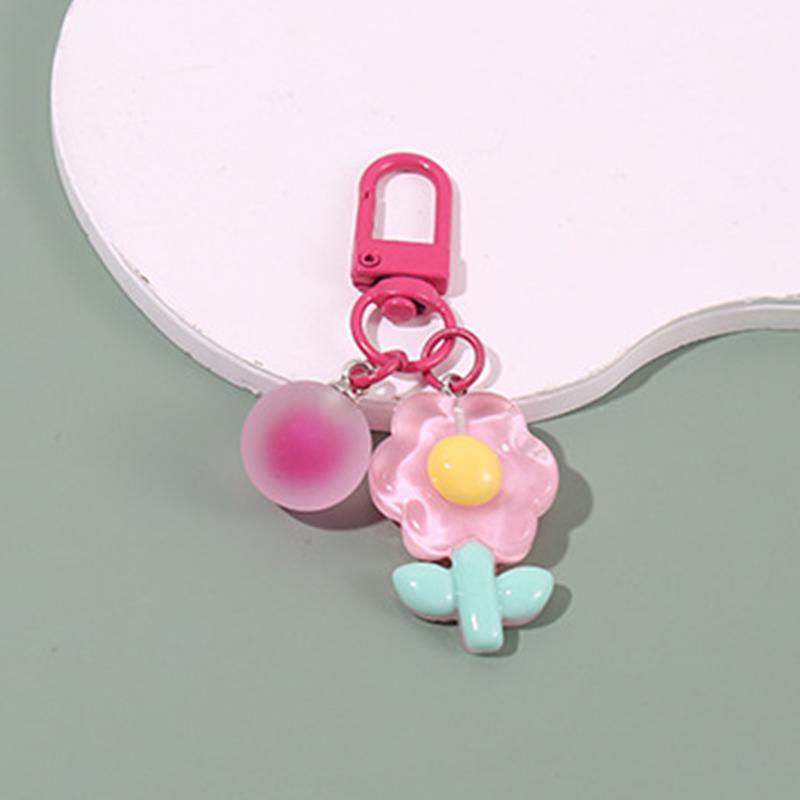 Cartoon Charm Bag Pendant Cute Flower Car Keychain Girl Gift Friendship Headphone Case Decoration Keyring Party Jewelry