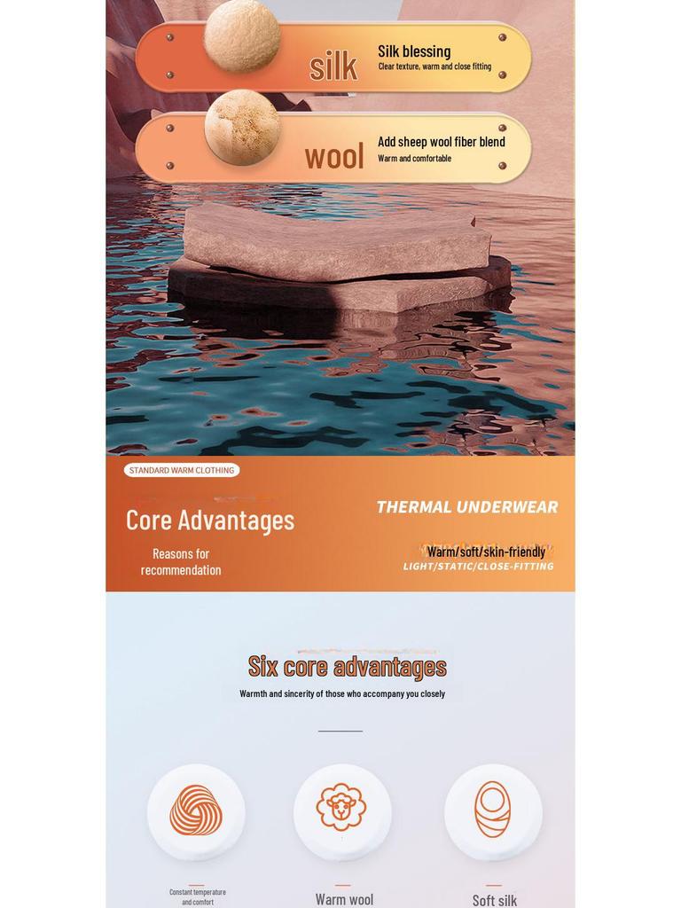 Men's Plush Wool Mulberry Silk Seamless Warm Underwear Pants for Autumn and Winter