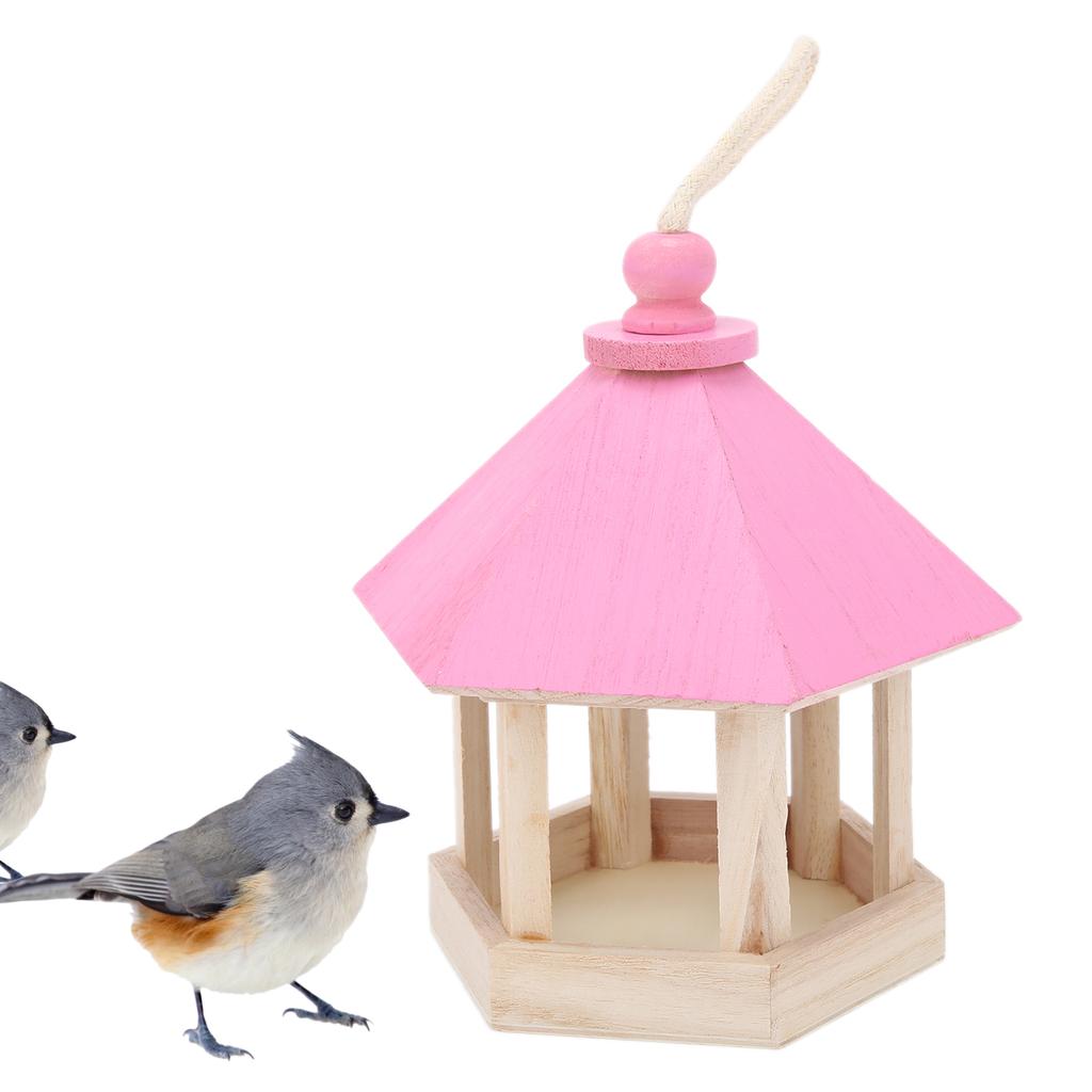 Wooden Bird Feeder Handmaking Outdoor ing Parrots Birdhouse Feeder with Roof