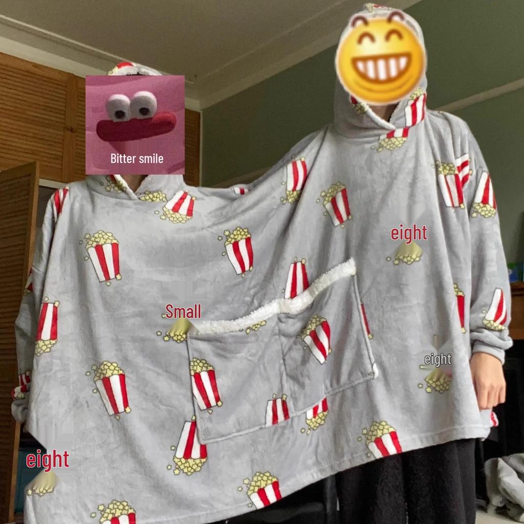 Popcorn One-Piece Pajamas: Cozy Velvet Couple's Hooded Sweatshirt for Autumn & Winter