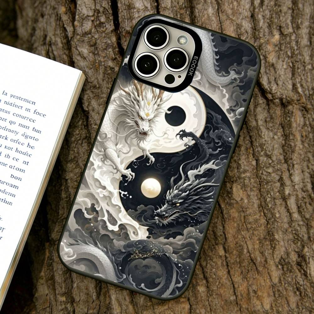 Чехол для телефона "Священный Дракон" для iPhone 17,16,15,14,13,12,11 Plus,Pro Max,XS, Цветной Серебристый Черный Чехол