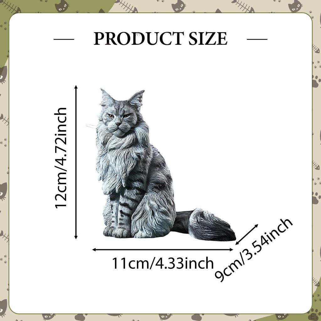 Фигурка кота мейн-куна, украшение для газона, компактная реалистичная скульптура, смола, статуя животного для двора