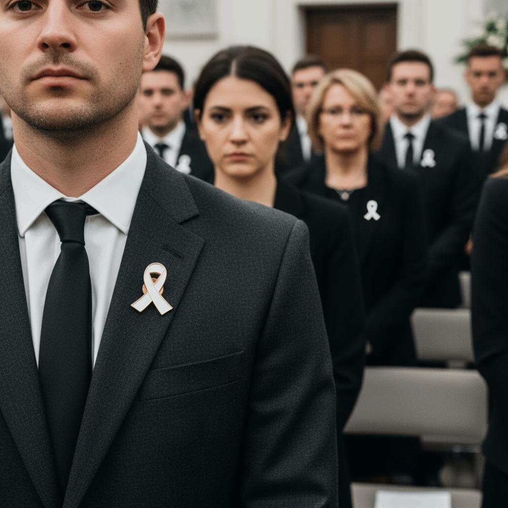 White Funeral Ribbon Badge Brooch Vintage Funerals Memorial Pin  Brooch Accessories