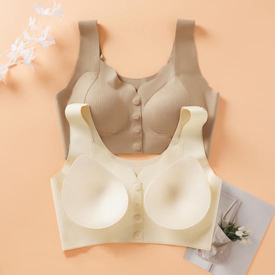 Женский бюстгальтер, бесшовный эластичный плечевой ремень, чистый цвет, беспроводная передняя застежка на пуговицах, хорошая воздухопроницаемость, высокая эластичность