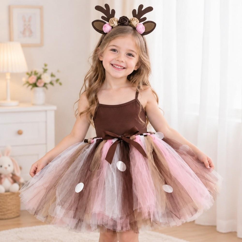 Christmas Costume Reindeer Tulle Skirt Fluffy Tutu Dress Cute Girl Tutu Skirt Children