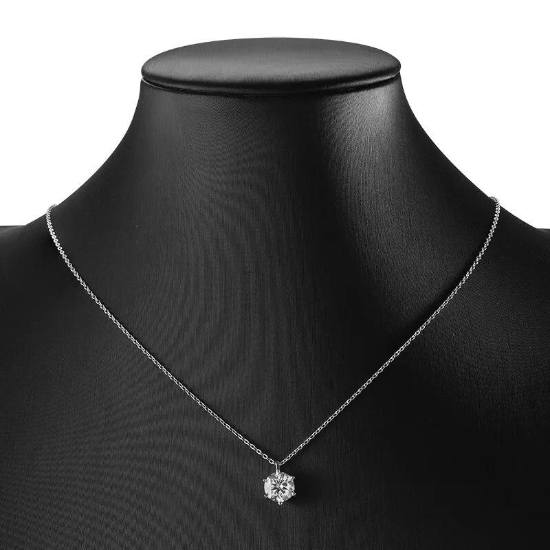 D Цвет 2CT Круглый Муассанит Ожерелье Подвеска Для Женщин S925 Серебряный Алмаз Тест Прошлый Белый Драгоценный Камень Цепи Ювелирные Изделия