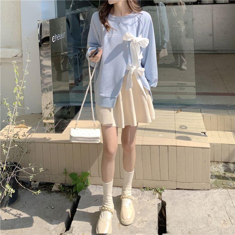 Women's Loose Bow-Tie Pullover Sweatshirt - New for Early Autumn 2024