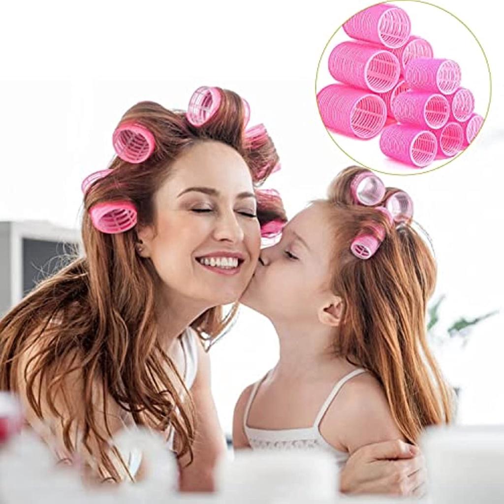 30 шт. большие бигуди, розовые бигуди для коротких волос, бигуди для длинных волос 44 мм, 36 мм, 25 мм, бигуди, с 12 зажимами для утиного клюва, подходят для женщин и детей