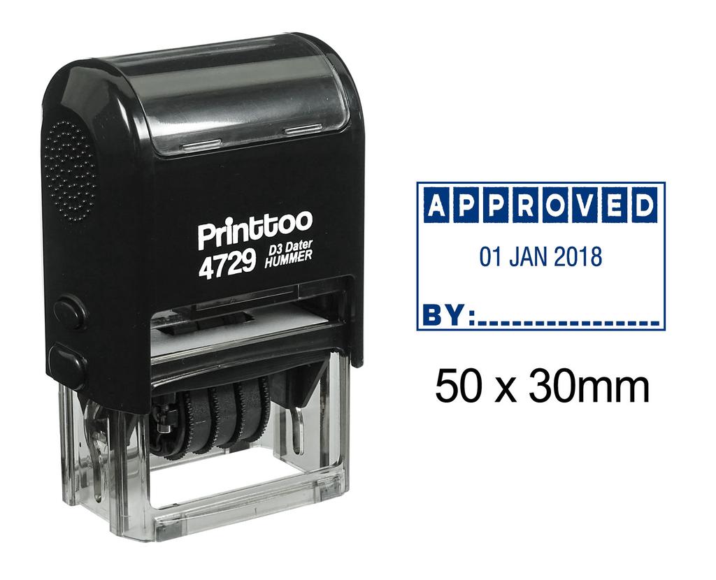 Printtoo Office Stationery Self Inking Dater Stamp With Approved By Text And Sign Space Rubber