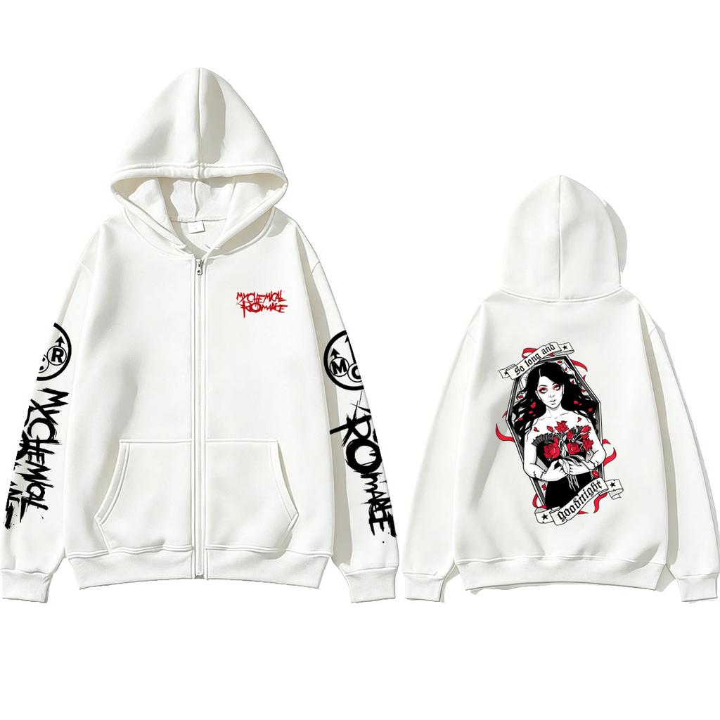 My Chemical Romance Three Cheers for Sweet Revenge So Long and Goodnight Merch Zipper Hoodie Men Vintage Emo Rock Zip Up Jacket