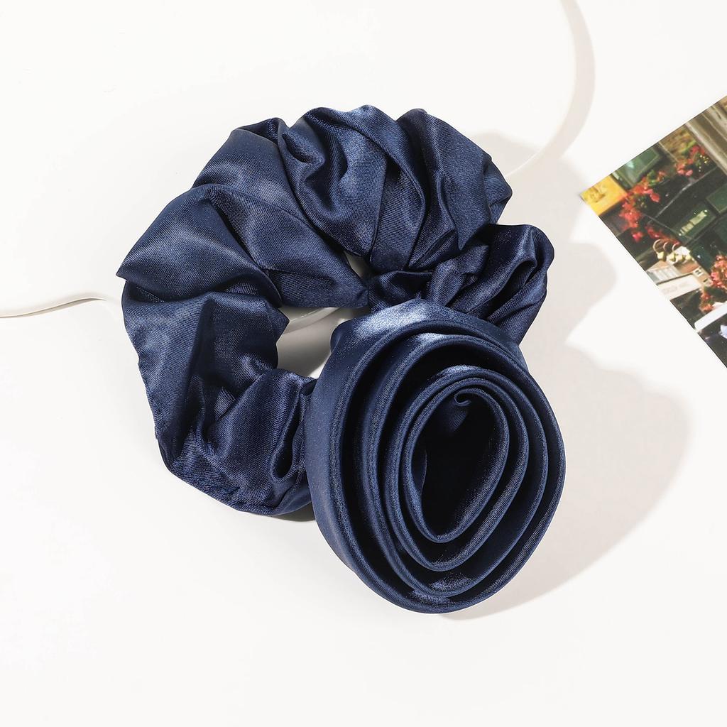Korean Women Rose Elastic Hair Bands Ties Hair Scrunchies Big Flower Satin Hair Rope Charms Horsetail Rubber Hair Accessories