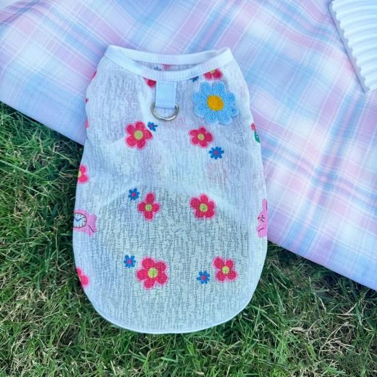 Летняя дышащая одежда для питомцев Yousheng с принтом цветов, вишни, мороженого, без рукавов, жилет, юбка для маленьких и средних собак и кошек, питомца-принцессы