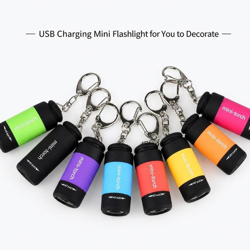 ABS Keychain Light USB Rechargeable Mini Flashlight Durable Portable Light Emergency Light