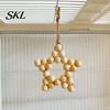 Wooden Beads Hanging Toy Star Parrot Toy, Five-pointed Chewing Bird for African Grey Cockatoos Macaws, Cage Accessories Wood