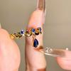 Изысканное медное регулируемое кольцо с синим цветочным краем для женщин с неподвластным времени очарованием