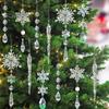 18Pcs Christmas Snowflake Ornaments Hanging Acrylic Crystal Snowflakes Icicle Drop Decorations for Christmas Tree Winter Party Decor