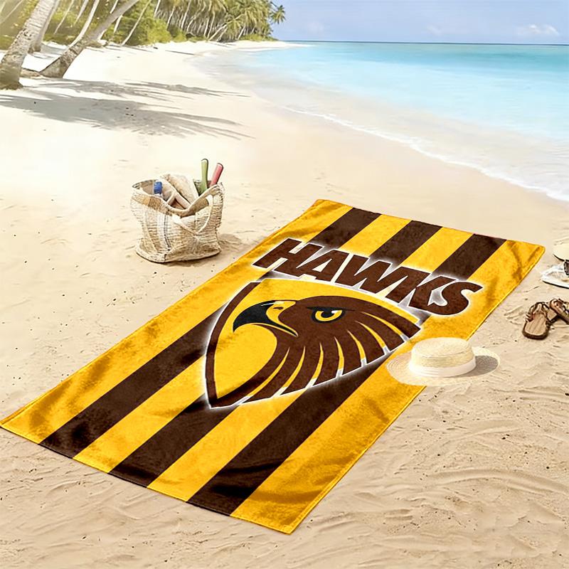 Hawthorn Hawks AFL 2D Flat Print Beach Towel, Large Soft Quick Dry Towel for Beach Camping SwimmingXSTJ0915480