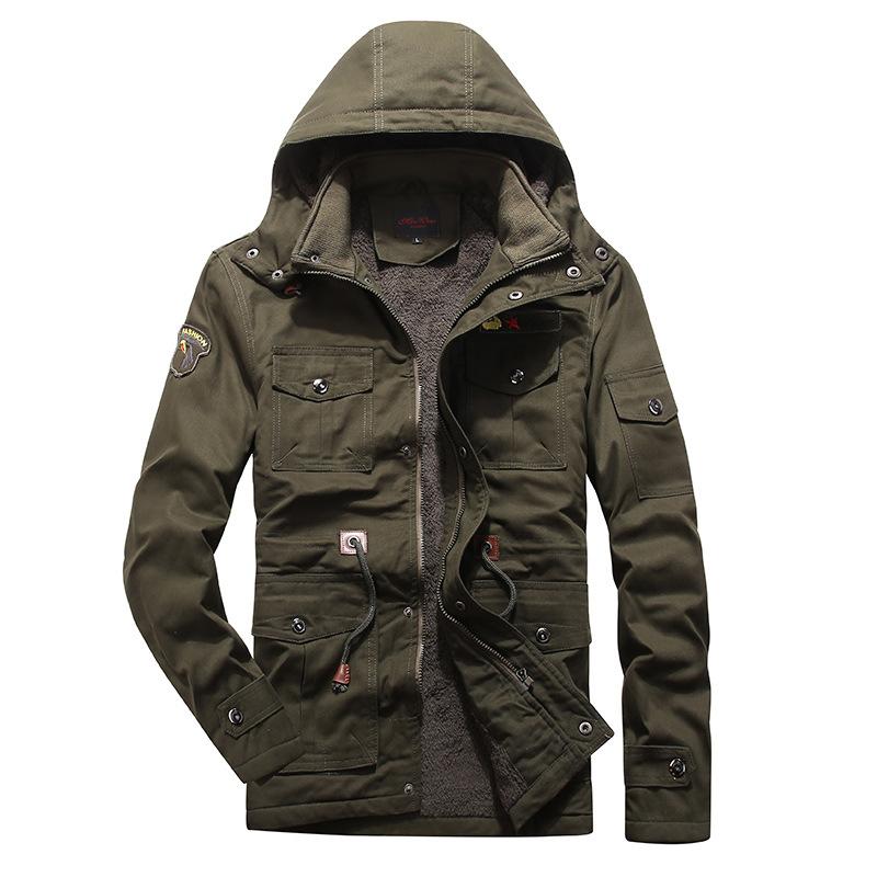 Medium and Long Washed Cotton-padded Men's Hooded Thickened Plus Size Casual Cotton-padded Men's Jacket
