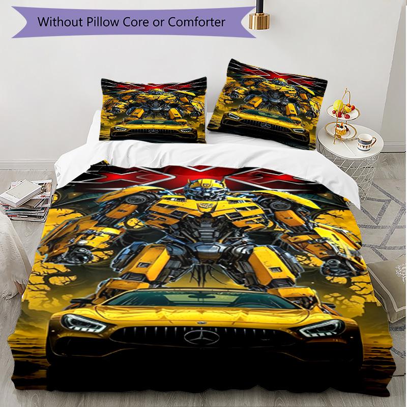 3pcs Duvet Cover Set (1*Duvet Cover + 2*Pillowcase, Without Core), Bumblebee Print Soft All‑Season Bedding Set, Home Bedroom Decor Gift