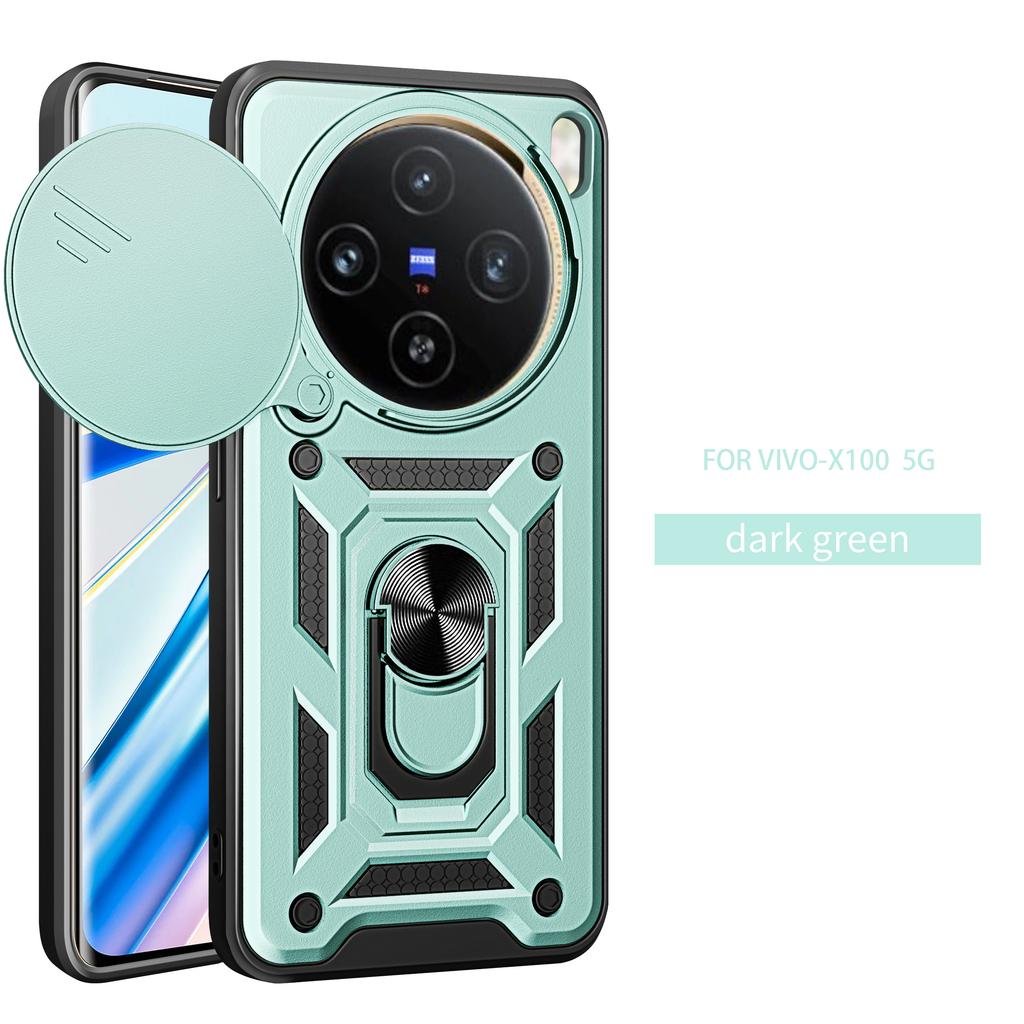 Чехол для Vivo X100 Чехол-крышка для Vivo X100 Pro Чехол для Vivo X100s Pro Магнитное кольцо-держатель Бронированный чехол для телефона Защитная задняя крышка со шторкой для камеры