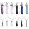 Amethyst Natural Stone Pendant Hexagonal Crystal Necklace Rose Quartz Energy Healing Stone Necklace