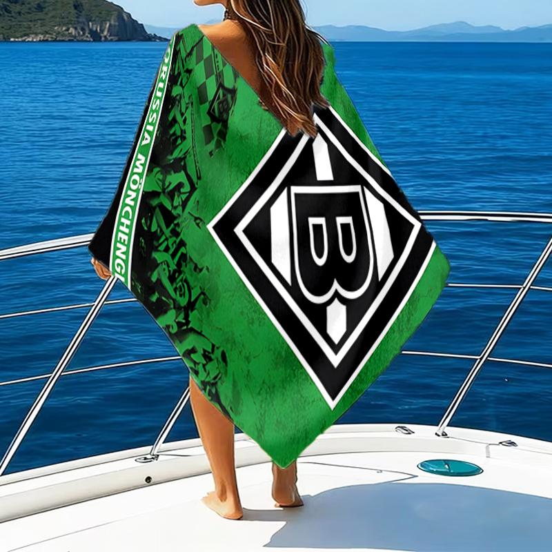 Green Black Borussia Beach Towel - Soft, Absorbent Microfiber, Lightweight, Ideal for The Beach, Parties, Travel, Camping fan gifts