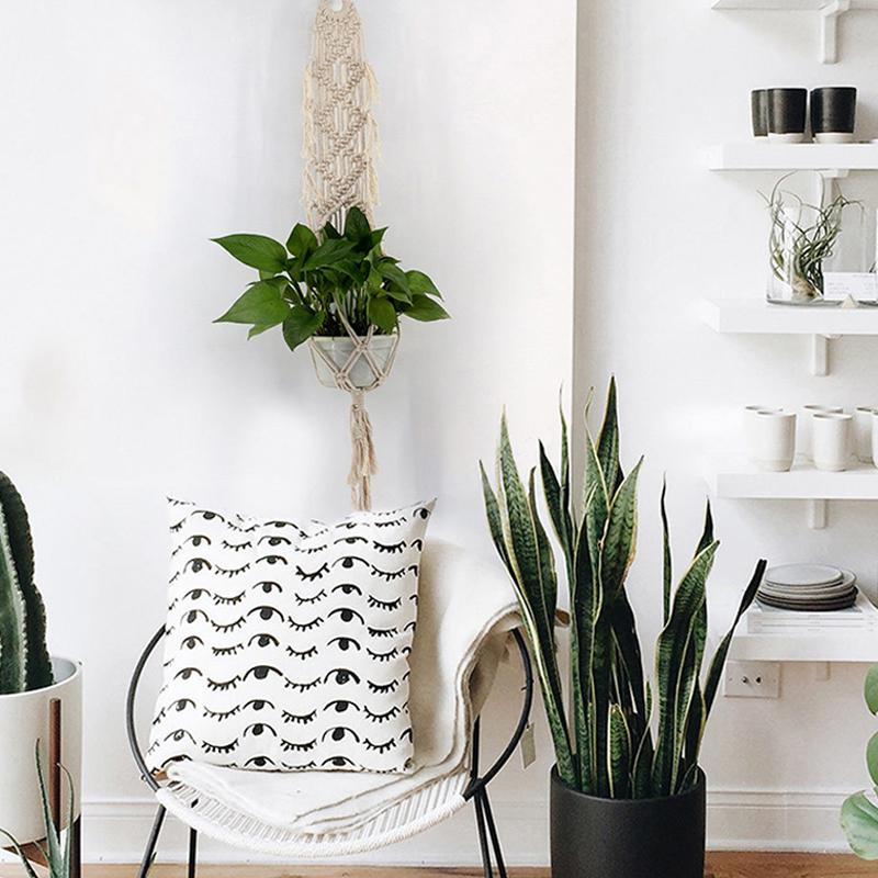 Держатель для цветочного горшка с растениями, плетеный вязаный гобелен в стиле макраме, подвесная корзина для дома, новинка