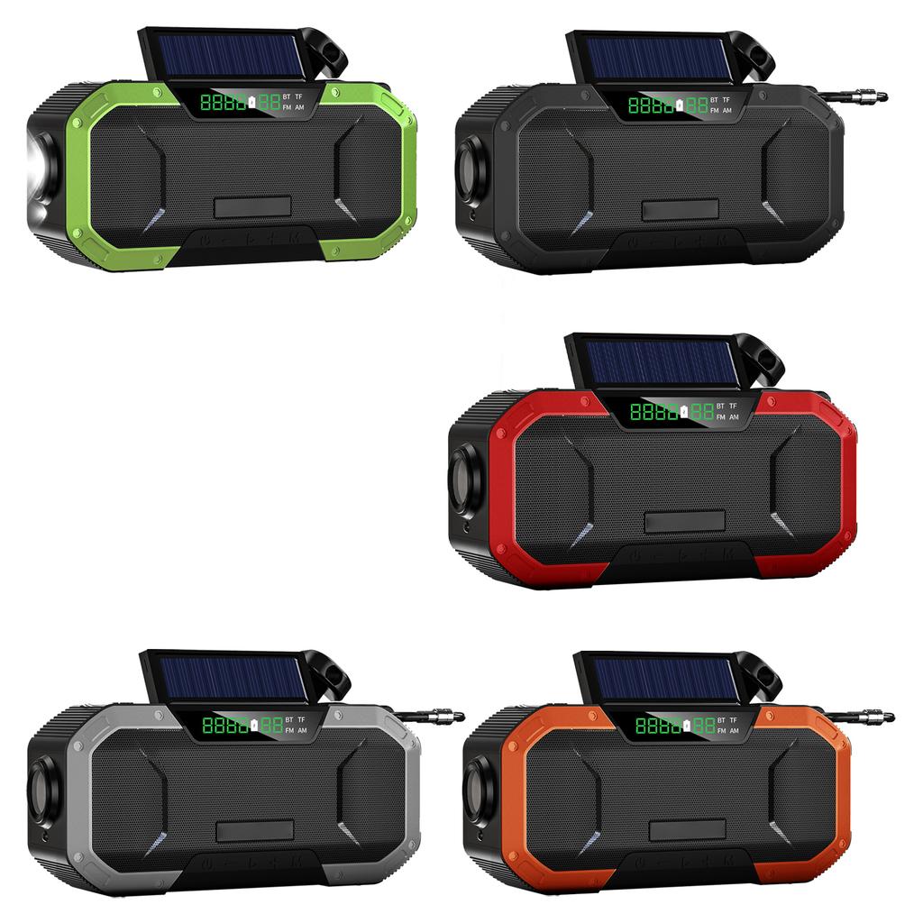 Многофункциональное солнечное радио с ручным генератором, зарядкой USB-C, приемом FM/AM, сигналом SOS и защитой IPX5 для похода