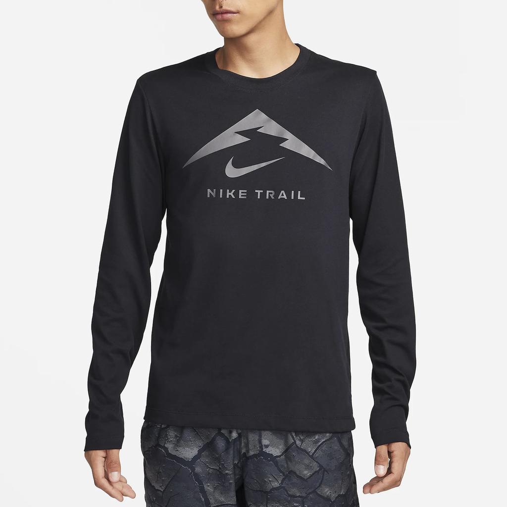 Nike Футболка с круглым вырезом и длинным рукавом с принтом алфавита и геометрическим узором, мужские топы, черные FN0828-010