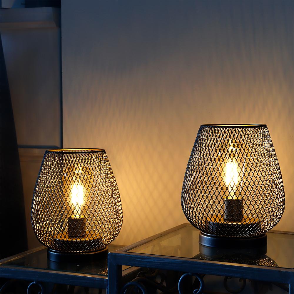 Freeshipping Birdcage Shape Table Lamp Cordless Battery Lamp Nordic Brown Decorative Indoor Light