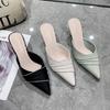 Модные остроносые туфли на высоком каблуке, лето 2025, новая корейская версия, повседневные туфли, модные женские туфли с одной педалью и полуторослойным каблуком