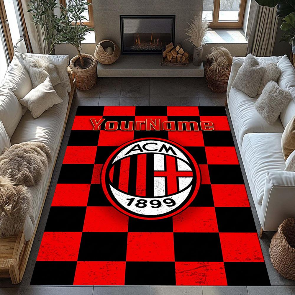 Ac Milan Customize Text Floor Rug Office Rug Perfect for Entryway Outdoor Kitchen Dining Room Anti-slip Rug Anime Office Decor