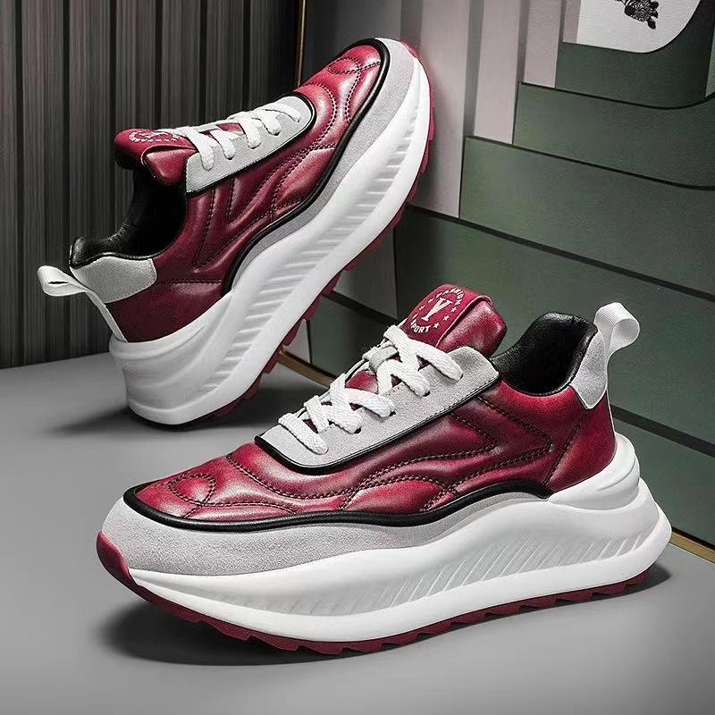 Модные кожаные повседневные туфли на плоской платформе с увеличенным размером, мужские спортивные туфли на шнуровке, массивные кроссовки, высококачественная модная мужская дизайнерская обувь