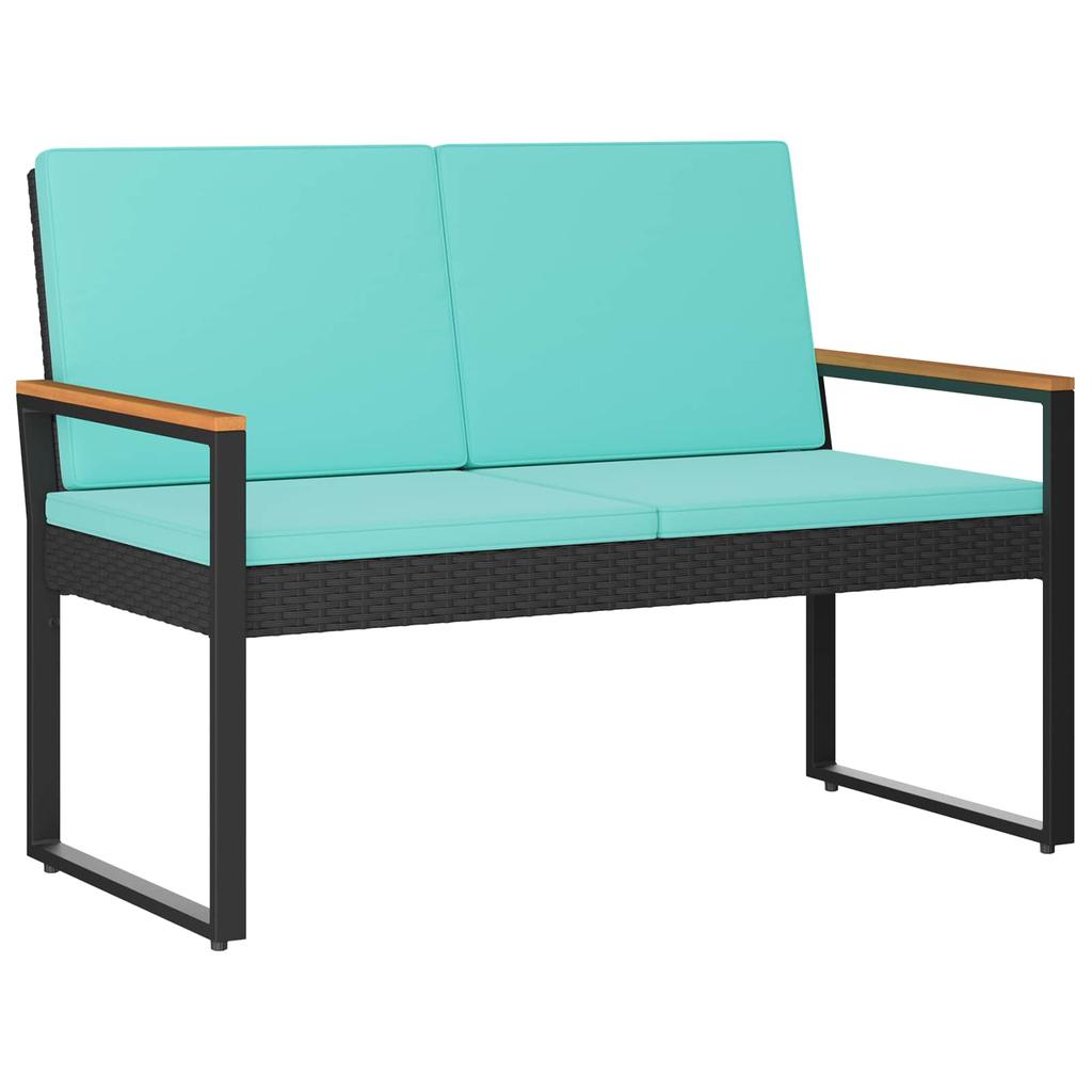 Outdoor Bench in Black and Turquoise 107 x 61 x 80 cm Poly Rattan