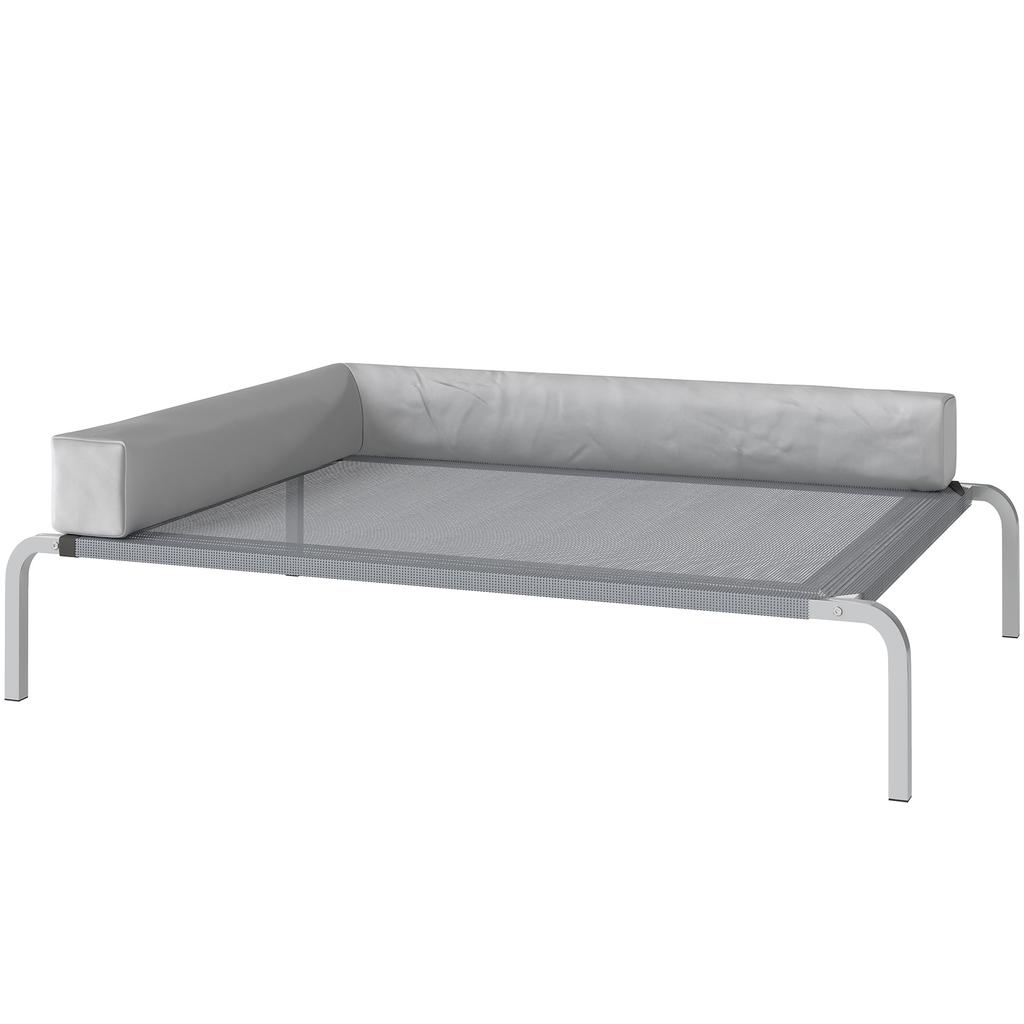 Outdoor Dog Bed, Elevated Dog Bed for Medium-Sized Dogs, with L-shaped Cushion 110x75x30cm, Light Grey