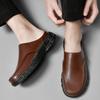Fashion Fashion Casual Sandals Men Comfy Lazy Flats Versatile Slippers Hot Sale Half Shoes New for Men Genuine Leather Men Muller Shoes