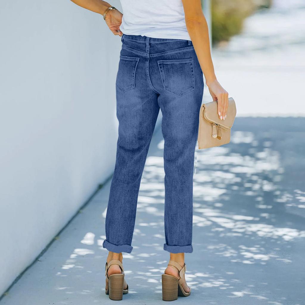 Женские джинсовые классические универсальные модные брюки с высокой талией