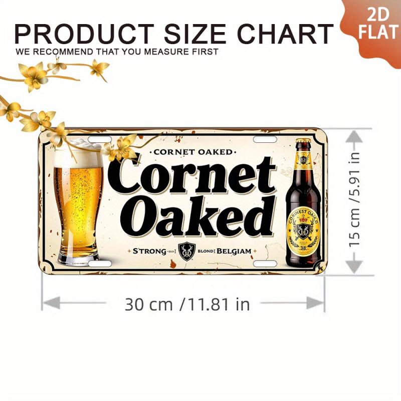 Плоский 2D - 1 шт. Винтажная металлическая табличка 'Cornet Oaked Belgian Blonde Ale', Алюминиевое настенное украшение 6x12 дюймов