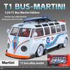 1/24 Volkswagen T1 Автобус Gulf Oil Martini Заниженный Кузов Расширенный Кузов Модифицированный Литой Металлический Модель Автомобиля Звук и Свет Хобби Подарки Мальчик