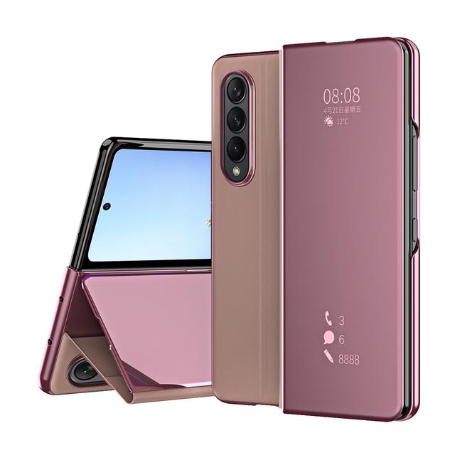 Умный флип-чехол для Samsung Galaxy Z Fold 4 3 5g с зеркальным покрытием, подставка из искусственной кожи, противоударный чехол для телефона Funda Z Fold 2 4 5g
