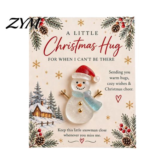 Unique Emotional Bond Gifts Christmas Hug Pocket Card, Mini Festive Greeting Card Cute Decorations for Desk with Envelope, Holiday Gift Tag