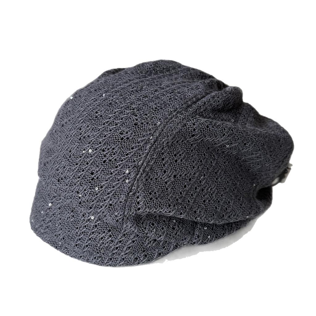 Early autumn new knitted sequined sleeves stacking cap women's casual solid color versatile cap showing the face small baotou hat