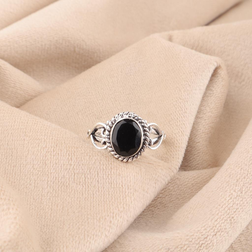 Black Onyx Gemstone 925 Sterling Silver Jewelry Handmade Ring For Wedding Gift RR-8-15