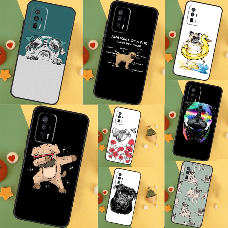 Cute Pug Dog Case For Xiaomi 13T 11T 12T Pro 12 Lite 13 14 Ultra POCO F6 F5 M6 X3 X5 X6 Pro F3 M5s Cover