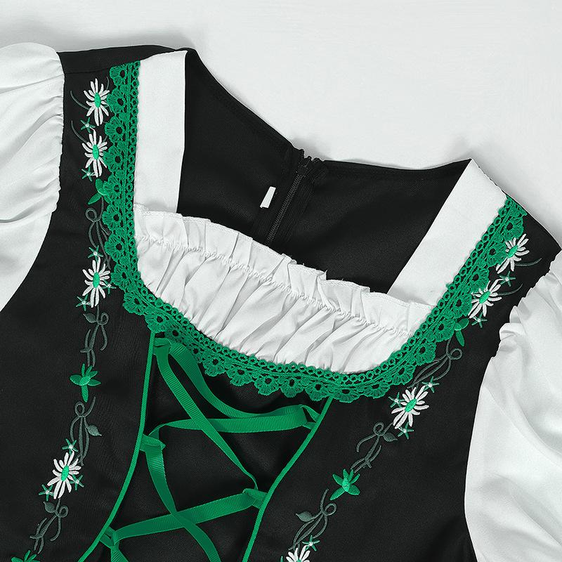 Halloween & Christmas Embroidered Bavarian Beer Dress, Oktoberfest Stage Cosplay Outfit